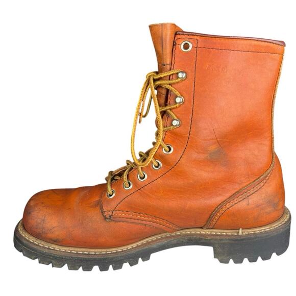 Vintage 80’s Red Wing Irish Setter Men’s Brown Leather Logger Boot Size 8.5 C - Picture 2 of 13